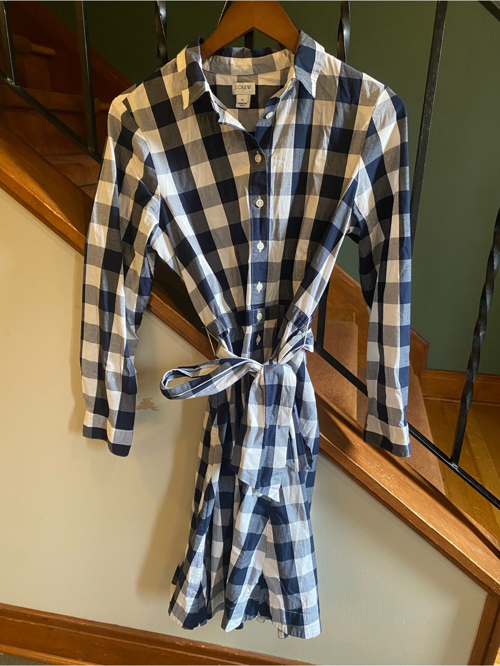 J. Crew Navy and White Gingham Button-Down Shirt